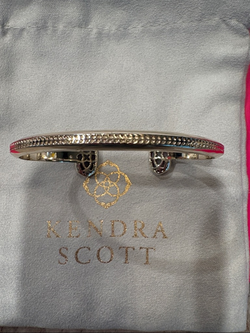 Kendra Scott Silver Open Cuff Bracelet with Dark pink/purple druzy - Picture 5 of 7